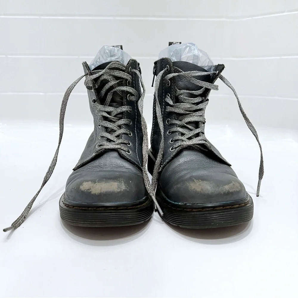 DR. Martens Metallic Gunmetal Boots Size 2